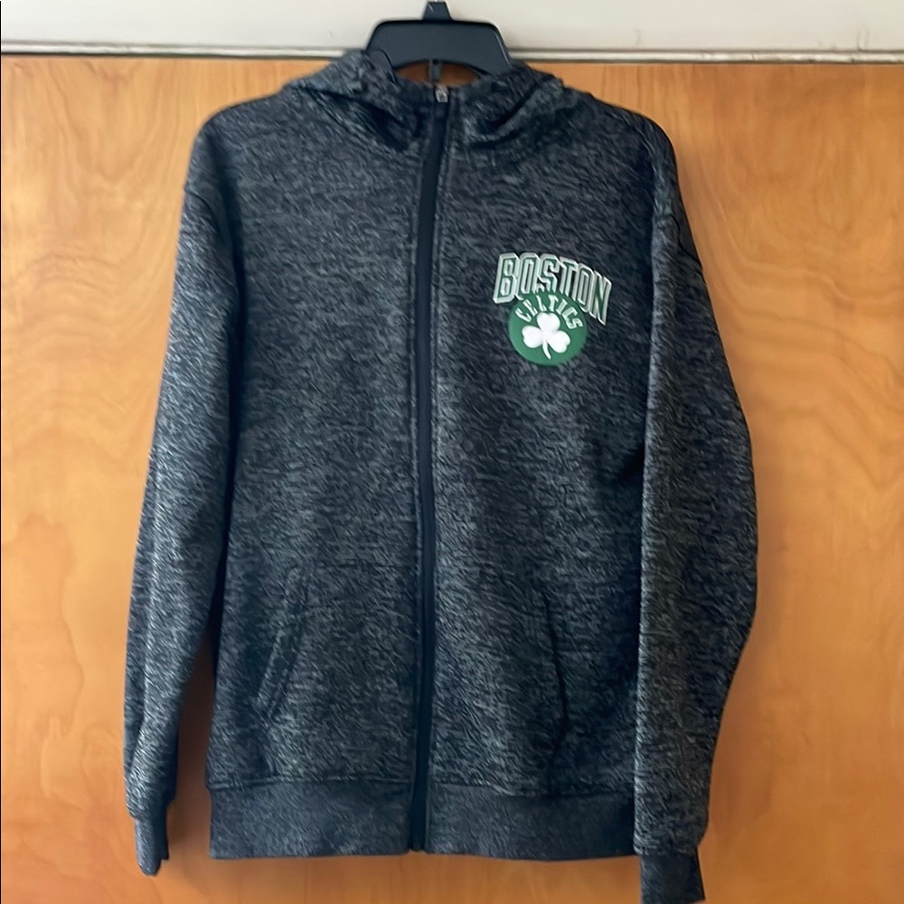 NBA black heather Celtics hooded full zip sweatshirt